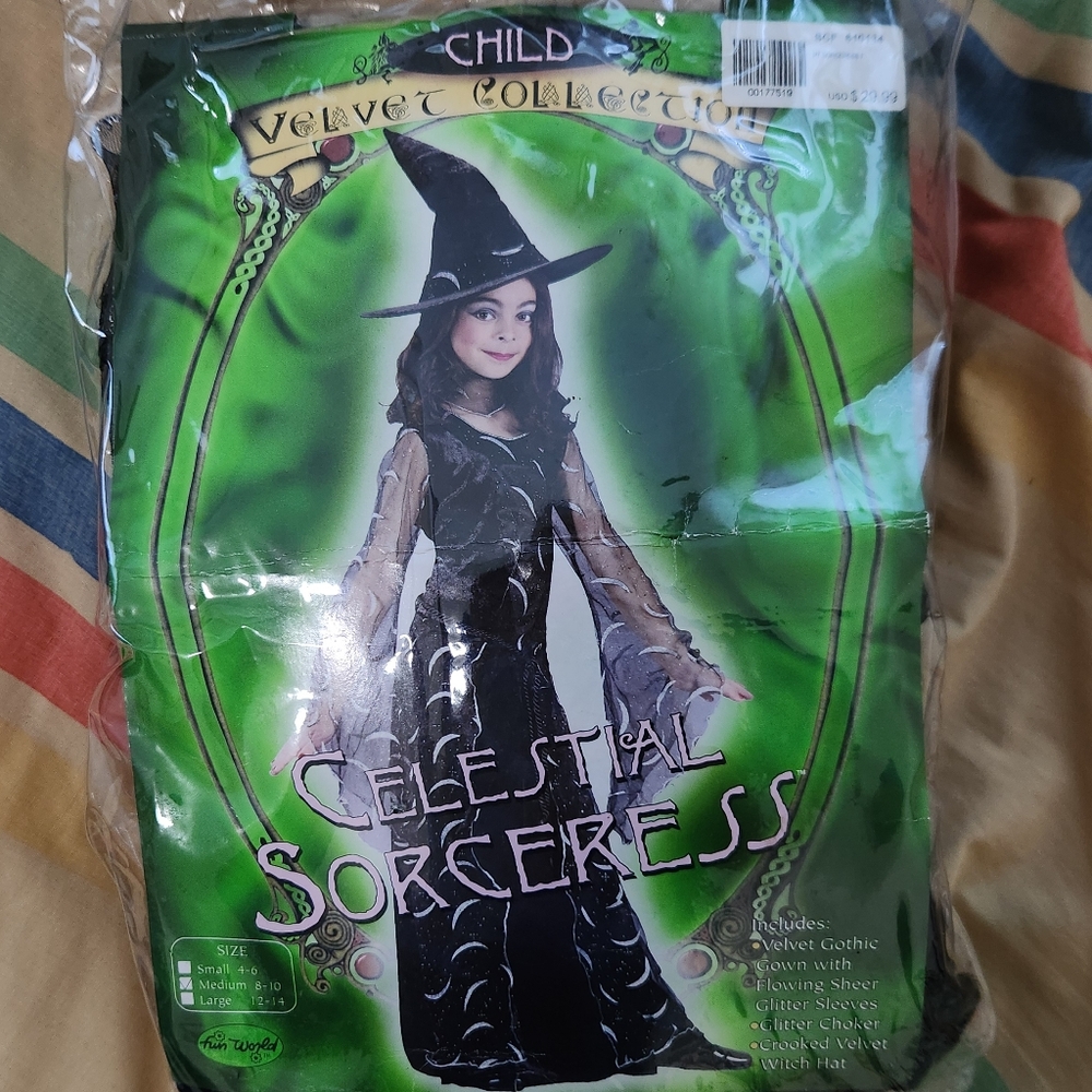 Celestial Sorceress Kids Halloween Costume Gothic Witch Black Medium 8-10